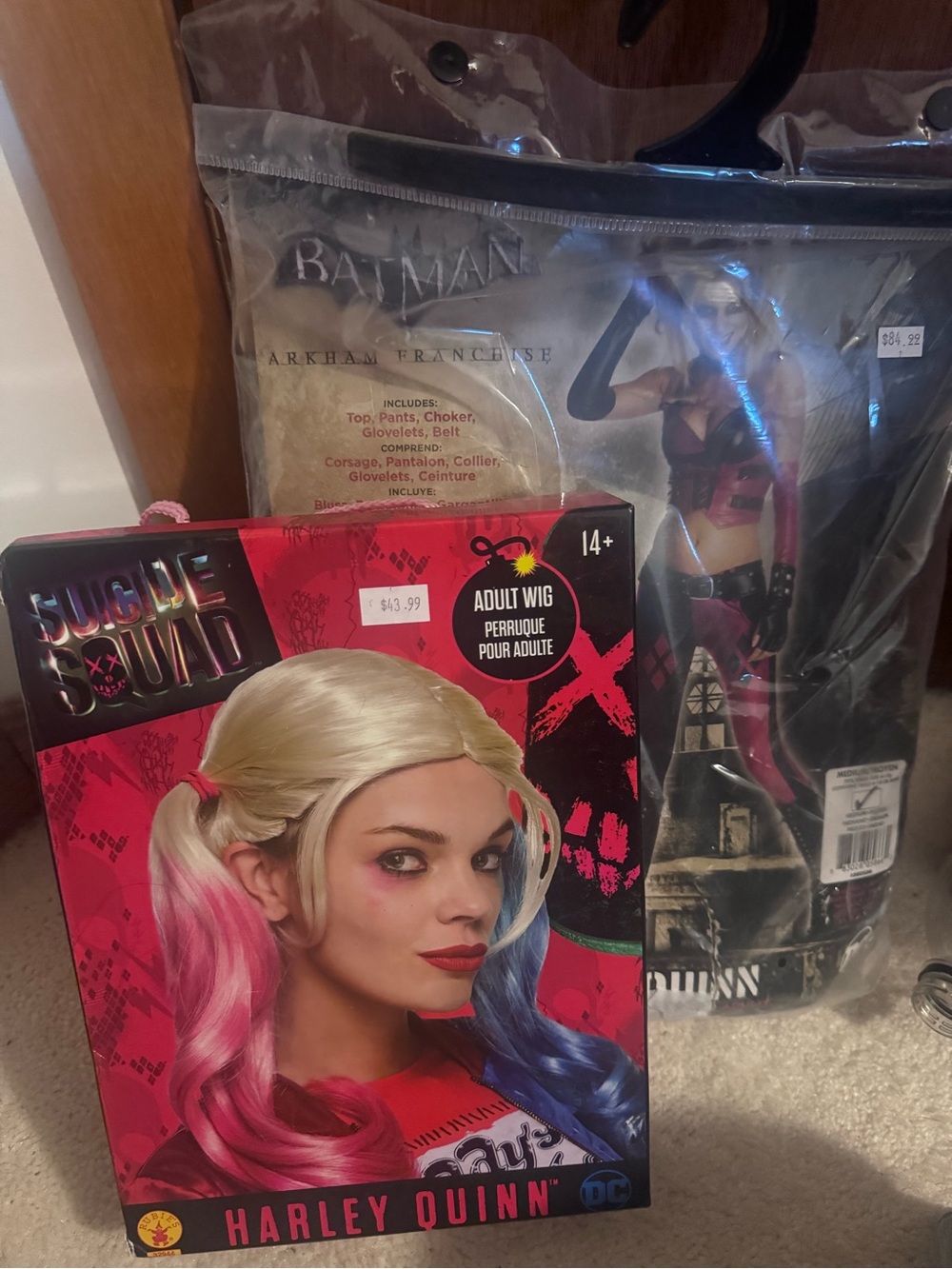 Rubie's Blonde Wig with Pink & Blue Pigtails - Harley Quinn Style